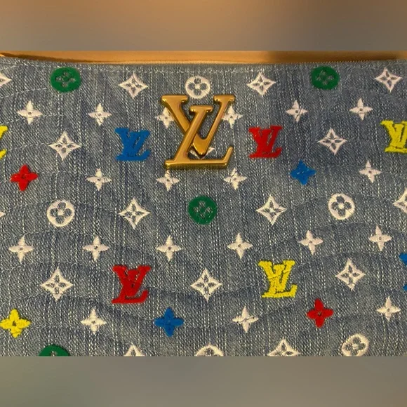 NWT LOUIS VUITTON DENIM MONOGRAM NEW WAVE POCHETTE - Picture 2 of 6